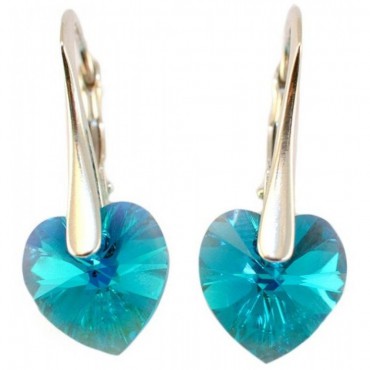 Sterling Hõbe Kõrvarõngad HEART Blue Zircon AB